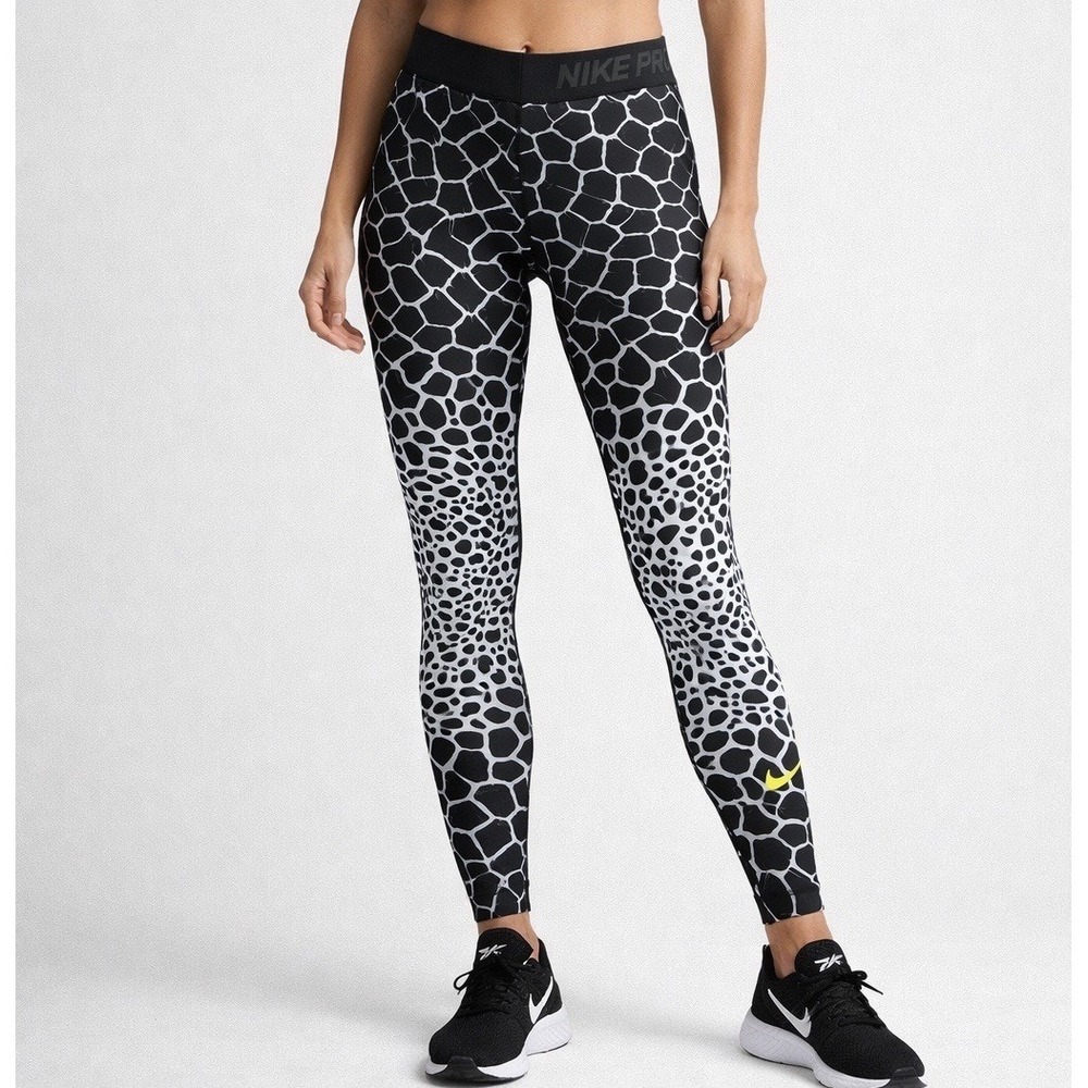 Nike Pro Engineered Giraffe Women's Tights Sz XS Black/White 28" Full Length